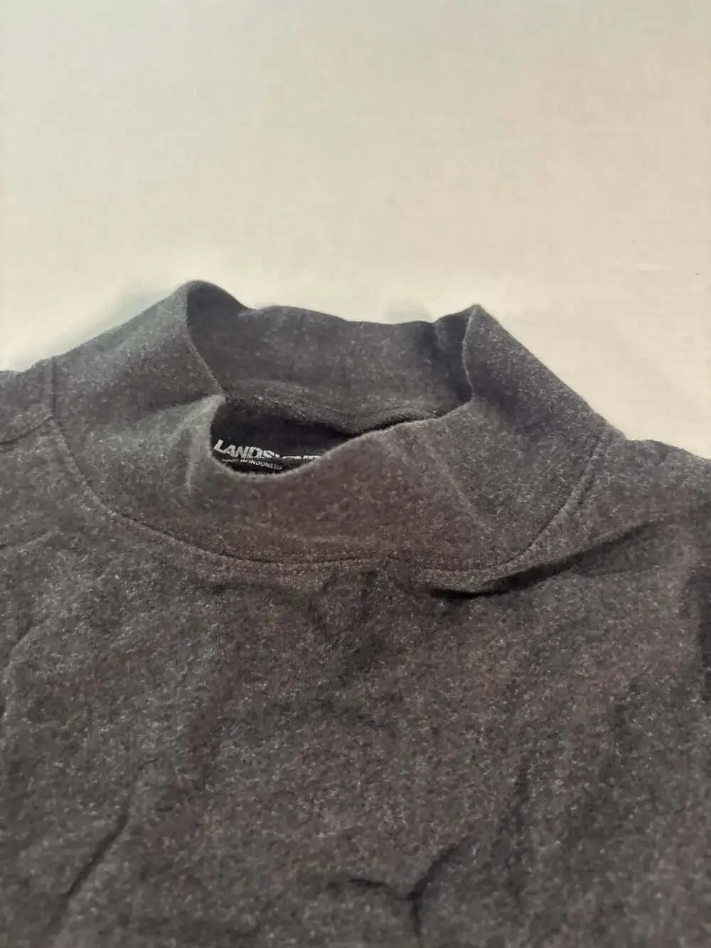 Lands' End Super-T Long Sleeve Turtleneck Top Mens Large Gray